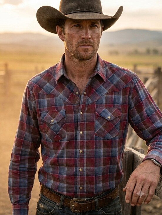 Wrangler Other - Wrangler Red and Blue Plaid Western Snap Shirt, Size Large